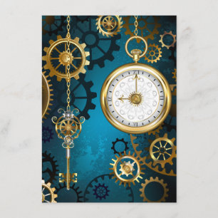 Steampunk turquoise Background with Gears Menu
