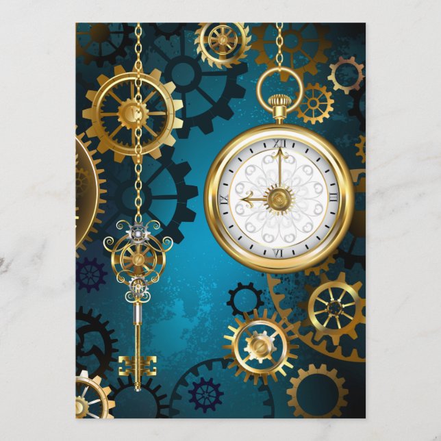 Steampunk turquoise Background with Gears Program (Front)