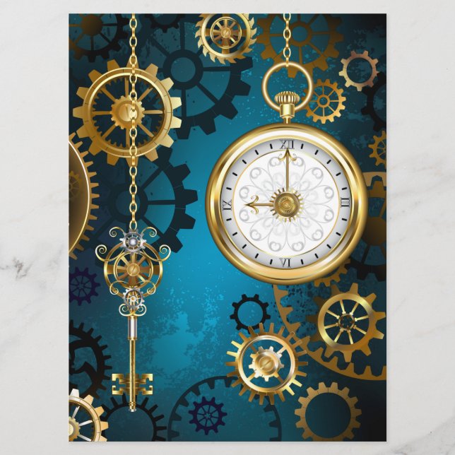 Steampunk turquoise Background with Gears Program (Front)