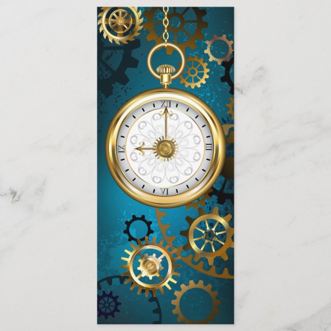 Steampunk turquoise Background with Gears Program (Front)