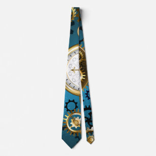 Steampunk turquoise Background with Gears Tie