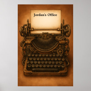 Steampunk Typewriter Retro Vintage Victorian Era Poster
