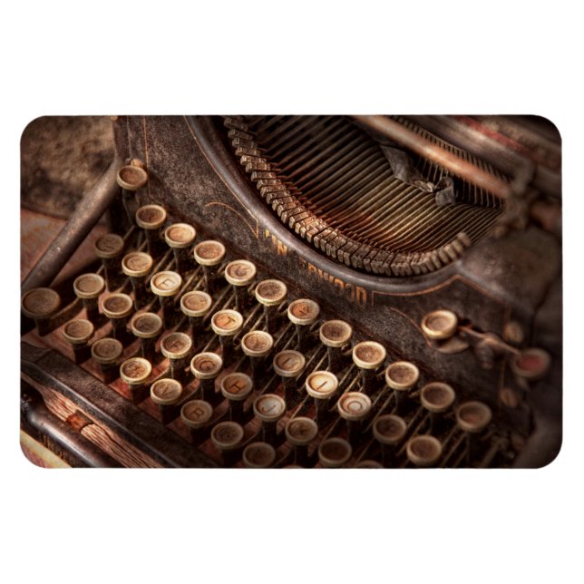 Steampunk - Typewriter - Too tuckered to type Magnet (Horizontal)
