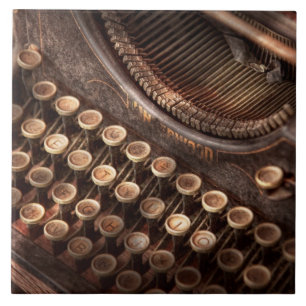 Steampunk - Typewriter - Too tuckered to type Tile