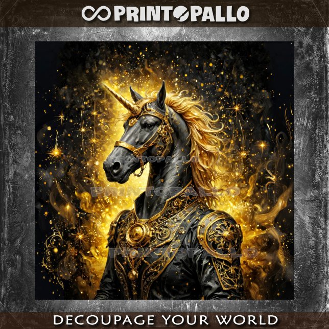 Steampunk Unicorn horse in gold Tissue Paper (Creator Uploaded)