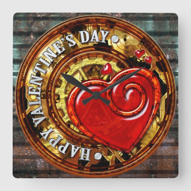 Steampunk Valentine 1 Wall Clock Options (Front)