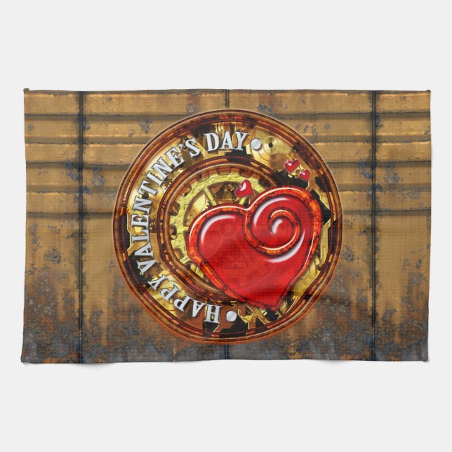 Steampunk Valentine 1A Kitchen Towels (Horizontal)