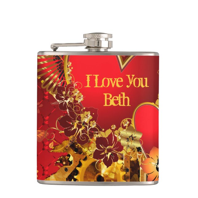 Steampunk Valentine 2 Weapped Flask (Front)