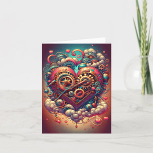 Steampunk Valentine Heart Holiday Card