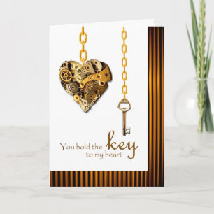 Steampunk Valentine's for Sweetheart Key Holiday Card