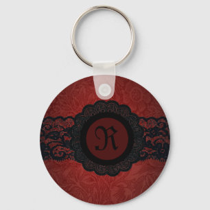 Steampunk Vampire Red Lace Gothic monogram Key Ring