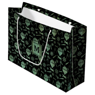 Steampunk Verdigris Balloons Monogram Block Large Gift Bag