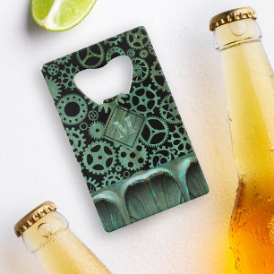 Steampunk Verdigris Bronze Gears Custom Monogram