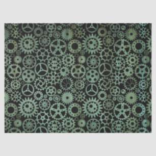 Steampunk Verdigris Bronze Gears Tissue Paper