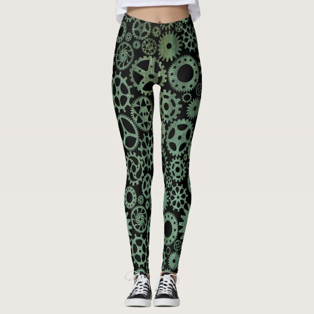 Steampunk Verdigris Bronze Leggings (Front)