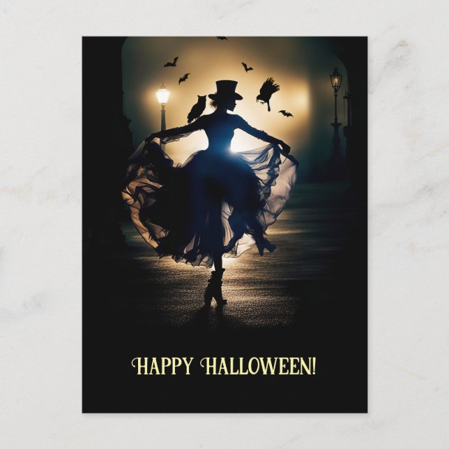 Steampunk Victoria Happy Halloween Owl Lady Holiday Postcard (Front)