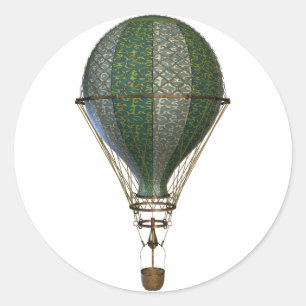Steampunk Victorian Balloon Classic Round Sticker