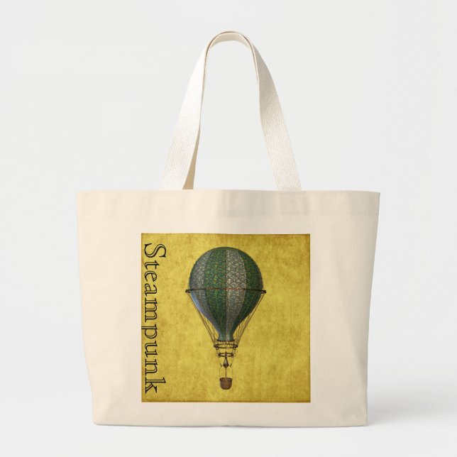 Steampunk Victorian Balloon Large Tote Bag (Front)