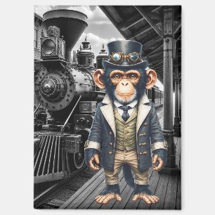 Steampunk Victorian Chimpanzee World Traveller Magnet