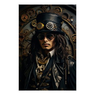 Steampunk Victorian Cosplay Top Hat Gears Poster