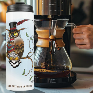 Steampunk Victorian Dapper Owl Top Hat Vintage Thermal Tumbler