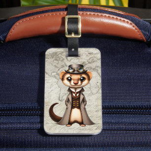 Steampunk Victorian Ferret World Traveller Luggage Tag