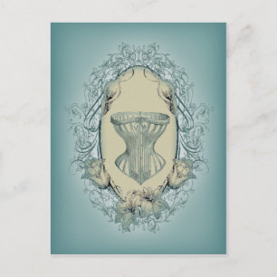 steampunk victorian floral wreath vintage corset postcard