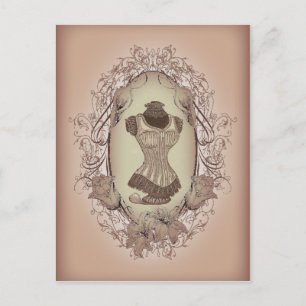 steampunk victorian floral wreath vintage corset postcard