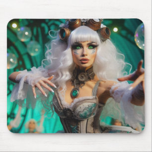 Steampunk Victorian Futuristic Green Dancer Mouse Pad
