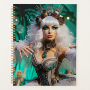 Steampunk Victorian Futuristic Green Dancer Planner