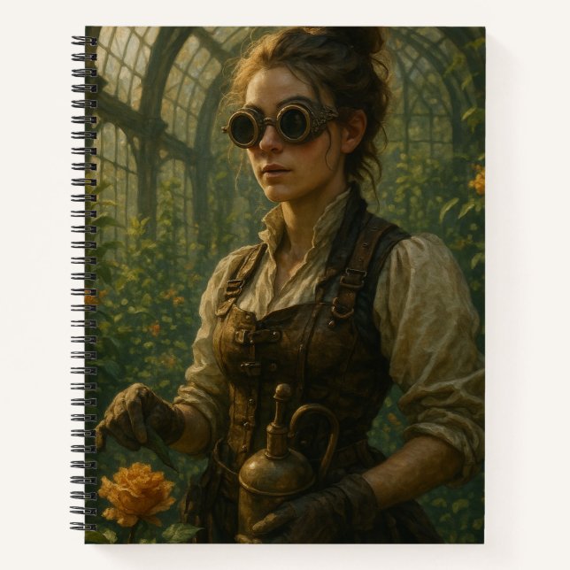 Steampunk Victorian Gardener Art Notebook (Front)