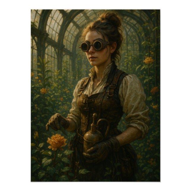 Steampunk Victorian Gardener Art Poster (Front)