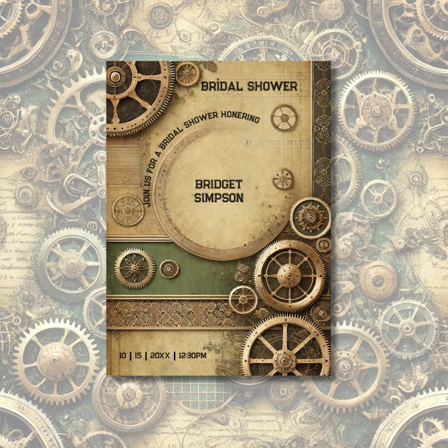 Steampunk Victorian Gearwork Bridal  Invitation (Creator Uploaded)