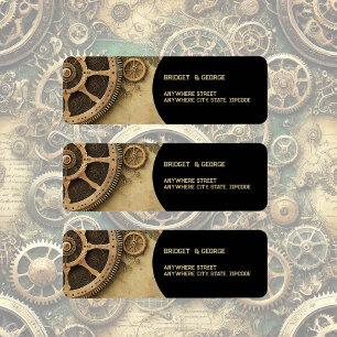 Steampunk Victorian Gearwork Wedding Return  Address Label