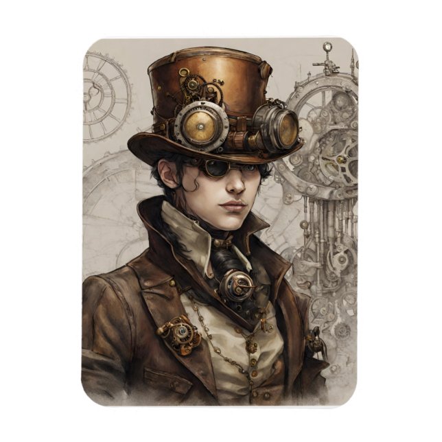 Steampunk Victorian Gentleman Artwork Magnet (Vertical)