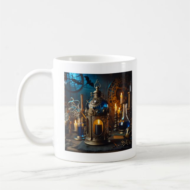 Steampunk Victorian Gothic Scientists Lab Lantern  Coffee Mug (Left)