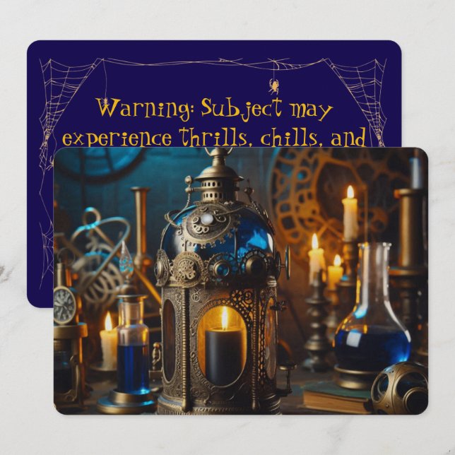Steampunk Victorian Gothic Scientists Lab Spooky Holiday Card (Front/Back)