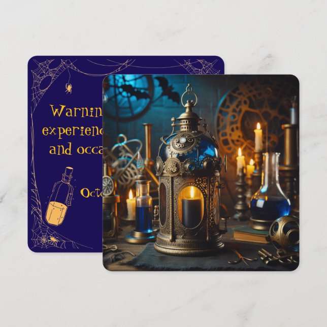 Steampunk Victorian Gothic Scientists Lab Spooky Invitation (Front/Back)