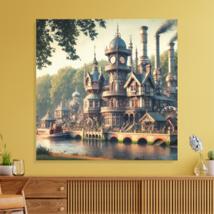 Steampunk Victorian Industrial Factory Canvas Print