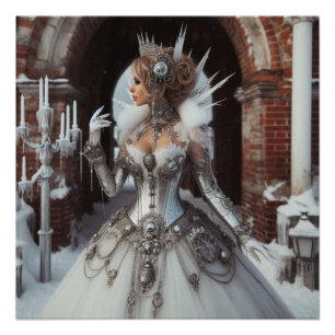 Steampunk Victorian Industrial Winter Ice Queen Poster