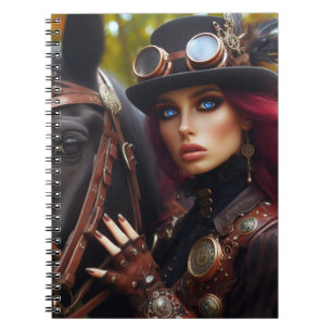 Steampunk Victorian Lady Dark Rider Notebook