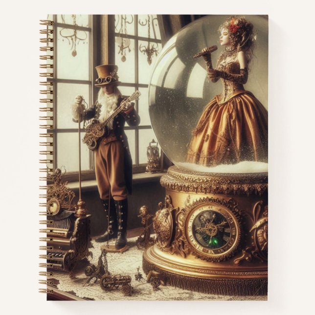 Steampunk Victorian Music Snow Globe Performers Notebook (Front)