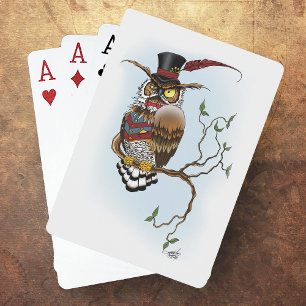 Steampunk Victorian Owl Playing Cards