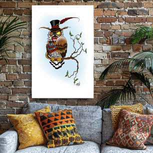 Steampunk Victorian Owl Poster