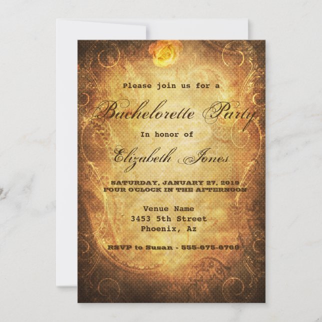 Steampunk Victorian Vintage Bachelorette Party Invitation (Front)