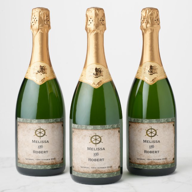 Steampunk Vineyard Vintage Wedding  Sparkling Wine Label (Bottles)