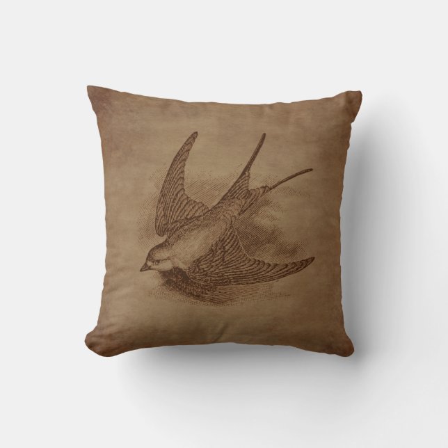 Steampunk Vintage Bird Cushion (Front)