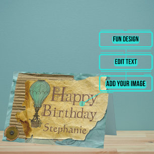 Steampunk Vintage Birthday Card