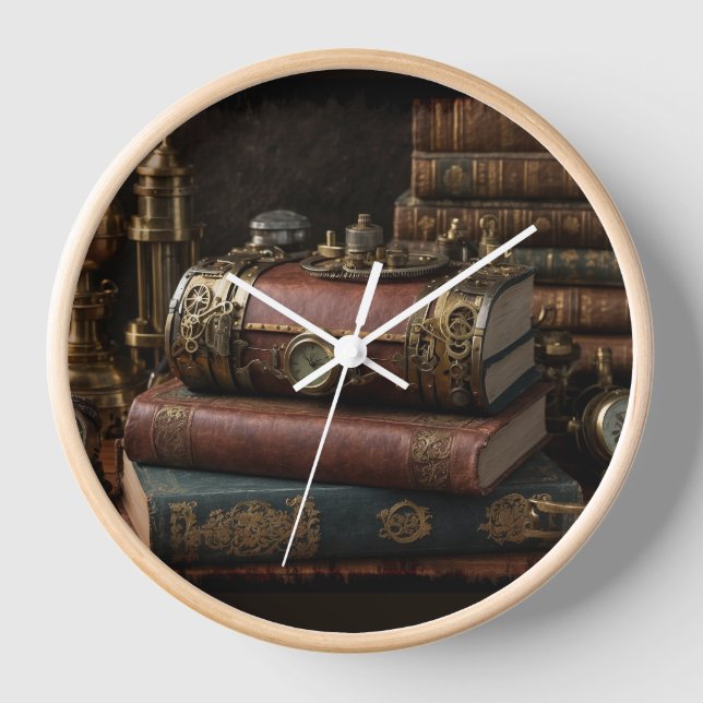 Steampunk Vintage Books Clock (Front)
