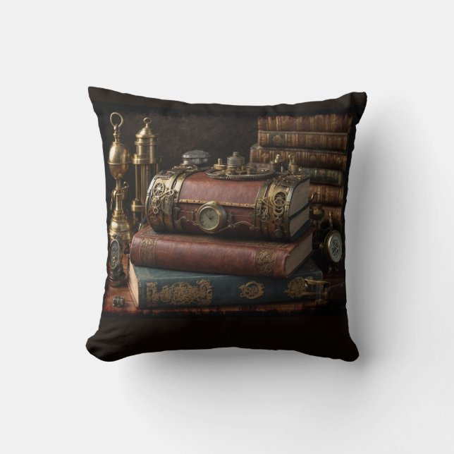 Steampunk Vintage Books Cushion (Front)
